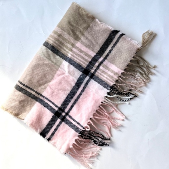 Made in Scotland 100% Cashmere Pink, Brown, Black Scarf - Picture 2 of 4